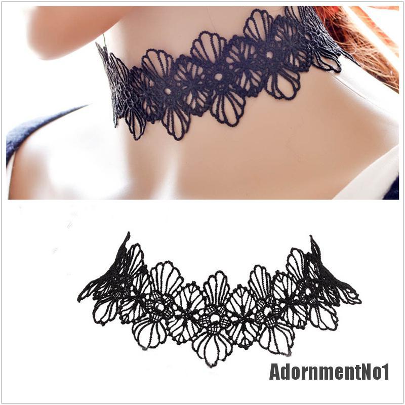 (Adornmentno1) Kalung Choker Lace Hitam Gaya Retro Vintage Untuk Wanita