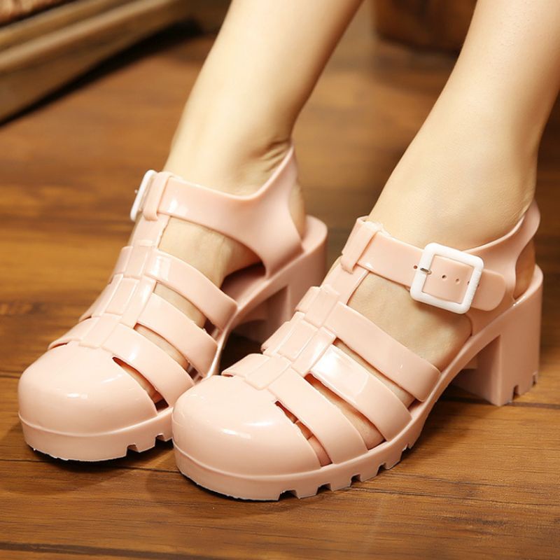 Sandal Wanita Wedges Jelly Import Transparant