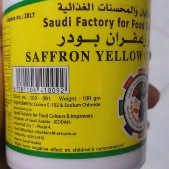 

Pewarna Saffron Yellow Powder 100gr