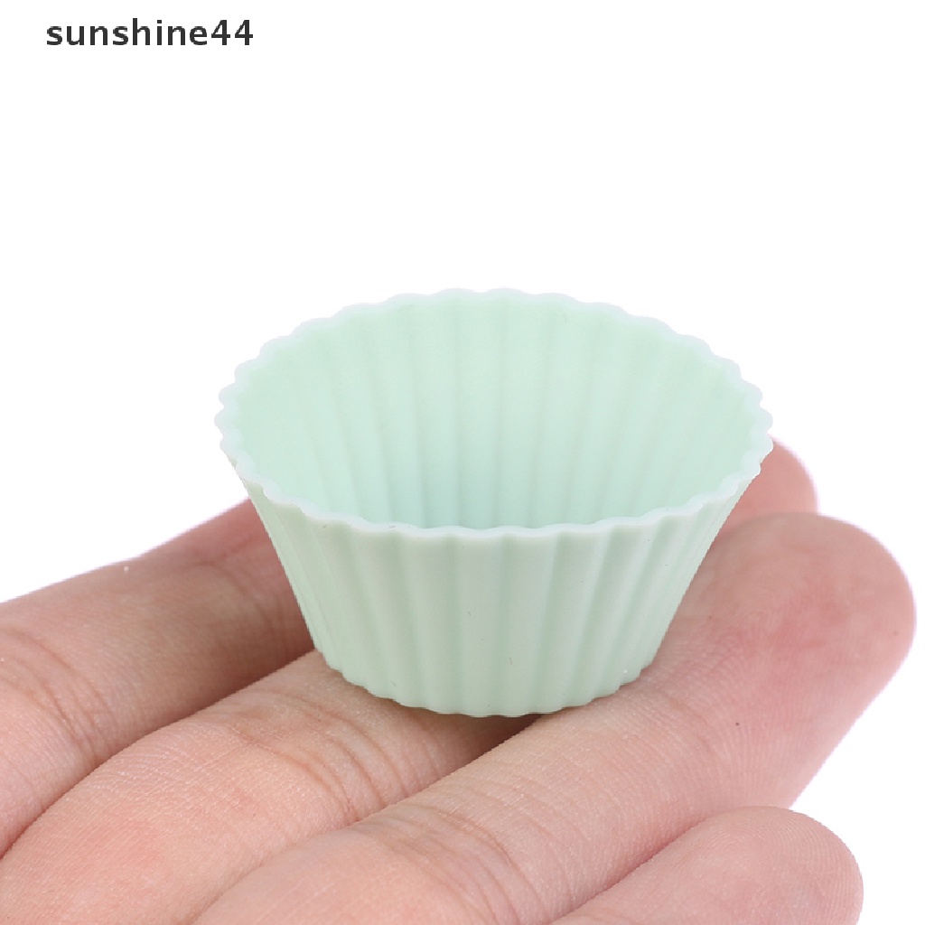 Sunshine 10Pcs Cetakan Cupcake / Muffin Mini Bentuk Bulat Bahan Silikon