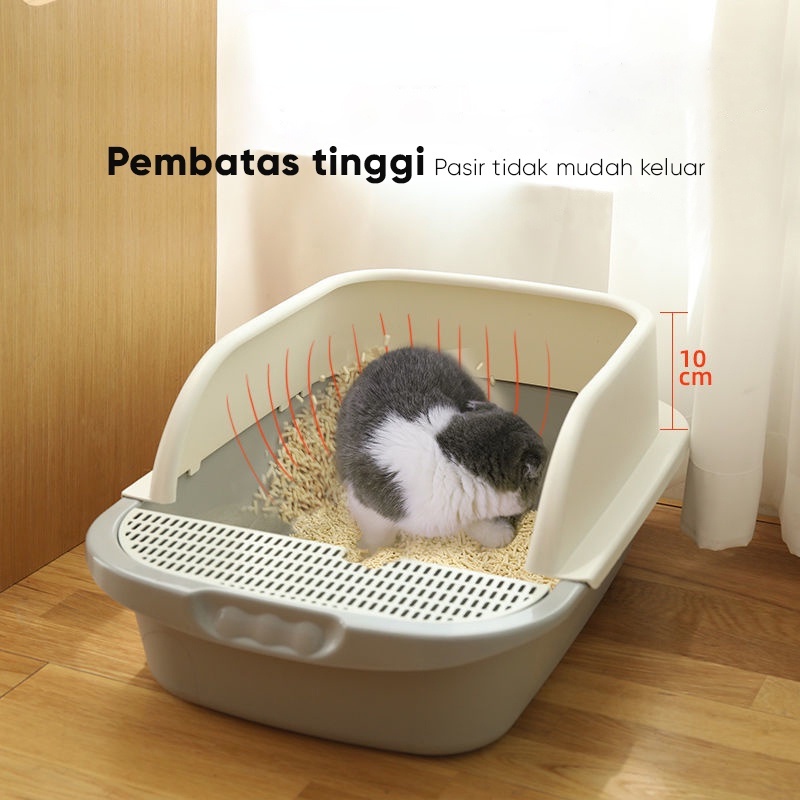 Cat Litter Box Tempat Pasir Kucing Tempat Bak Pasir Kucing Tempat Pup Toilet Kucing Free Sekop Shovel
