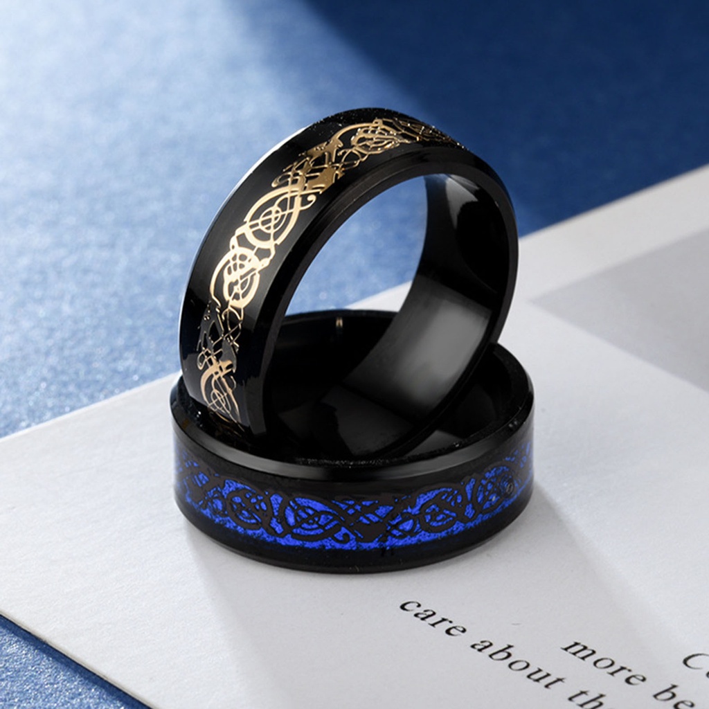 Huluboy Cincin Luminous Motif Naga Untuk Pria