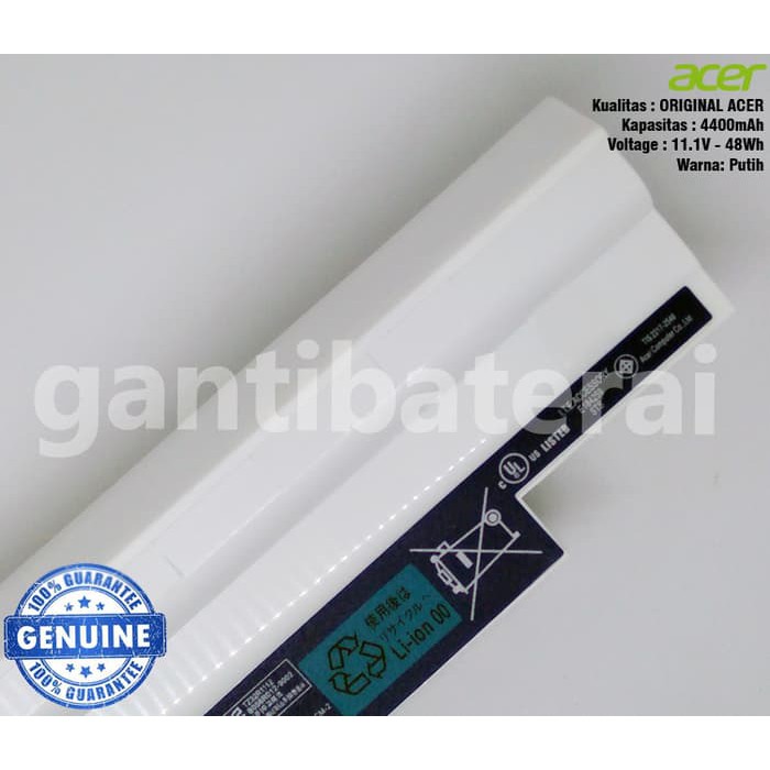 Baterai Acer Aspire One 722 522 D255 D260 D257 AL10B31 Putih Original