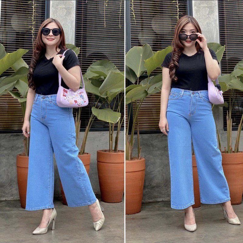 promo puncak [B8] Celana kulot jeans wanita rawis polos Boyfriend kulot rawis jeans highwaist COD ready stok-4