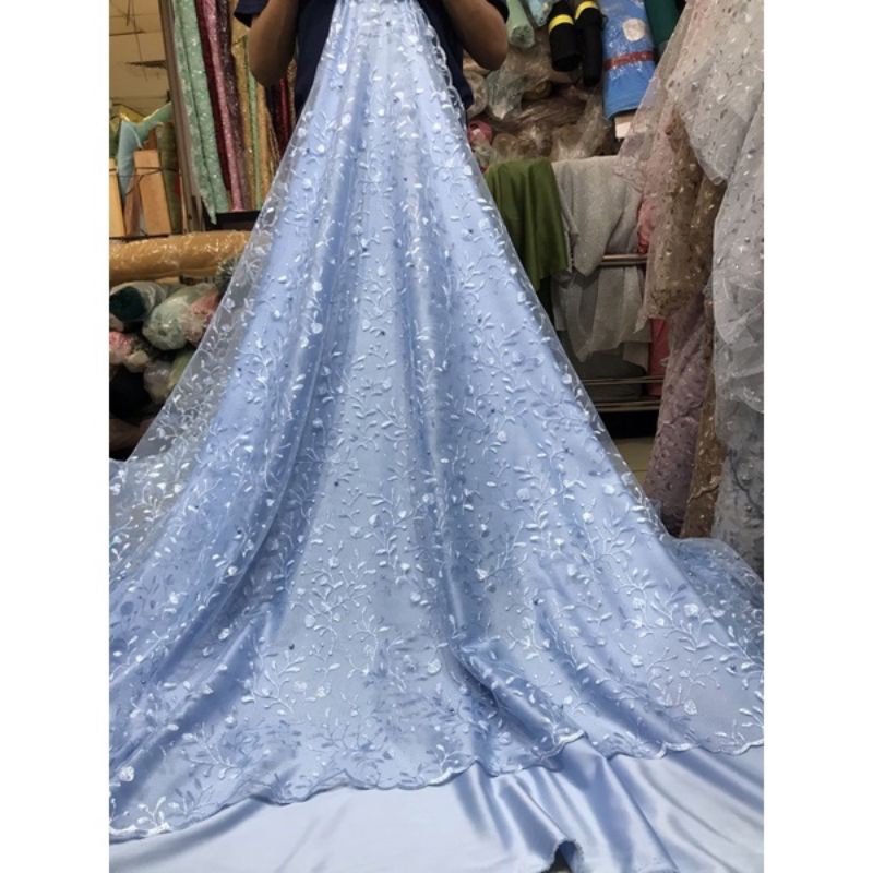 Kain bahan tile akar mutiara / Bahan kebaya brokat tulle