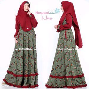 Unik Gamis Syari Motif Crept Nova Original by Hawwa Aiwa Berkualitas