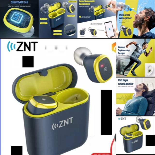 PROMO ZNT D06 EARPHONE SPORTY WIRELESS STEREO BLUETOOTH KUALITAS HI-FI -HIJAU ARMY