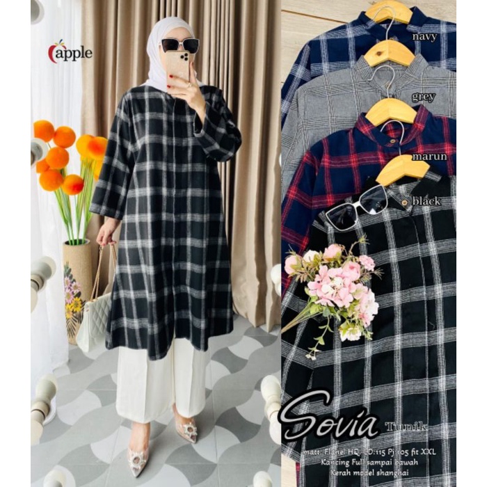 ATASAN WANITA BAJU LENGAN PANJANG SOVIA TUNIK // TUNIK FLANEL HQ