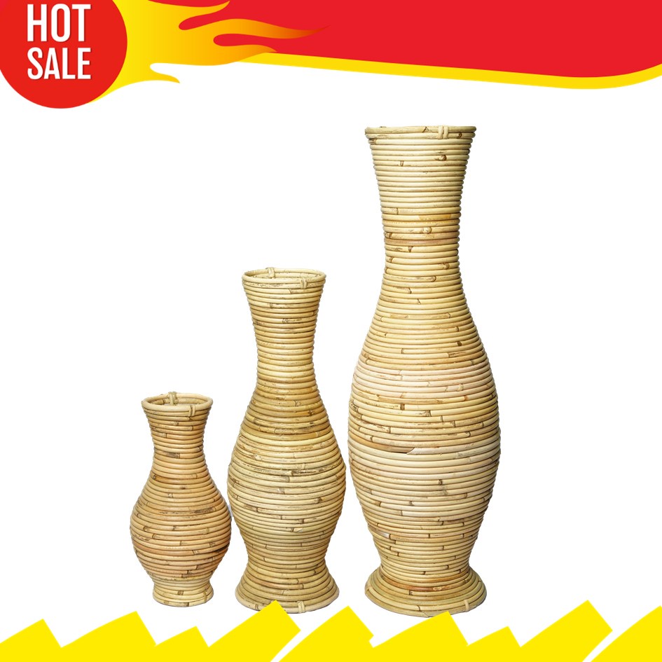 Vas Bunga Rotan Alami Atau Guci Rotan Pot Guci Cocok Untuk Hiasan Rumah