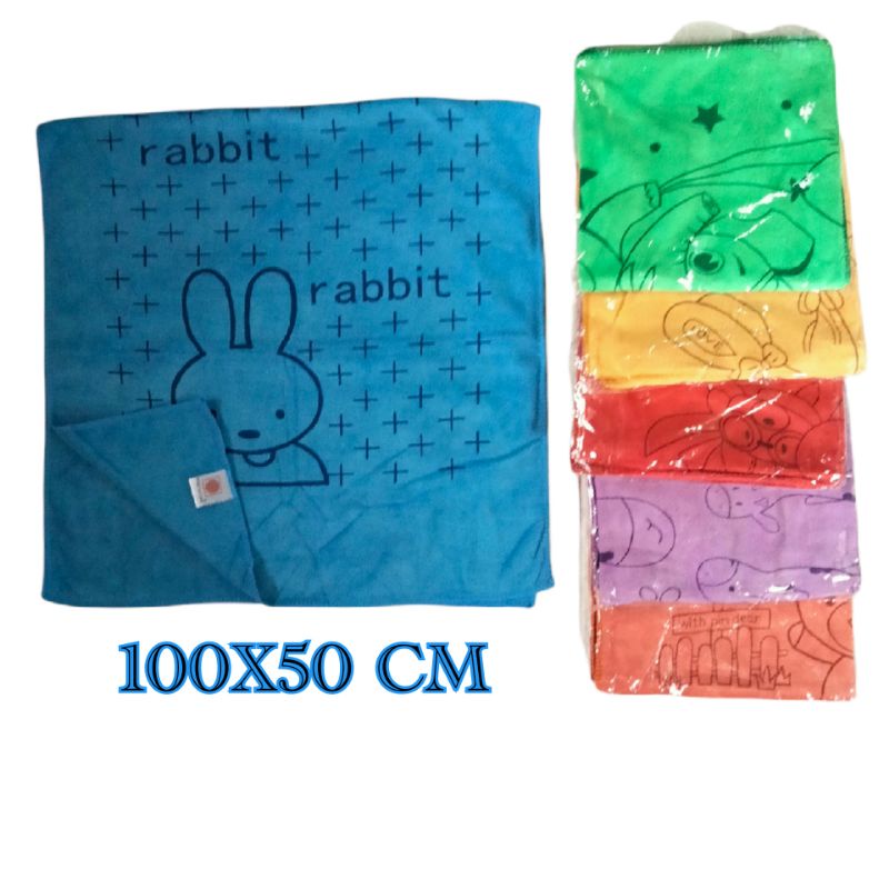 HANDUK BAYI WARNA MOTIF KARAKTER UKURAN 100X50 CM