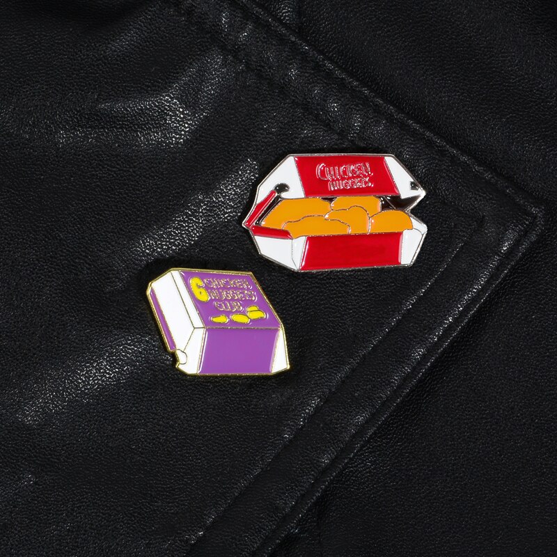 Bros Pin Enamel Desain Kartun Makanan Ayam Nugget Untuk Anak