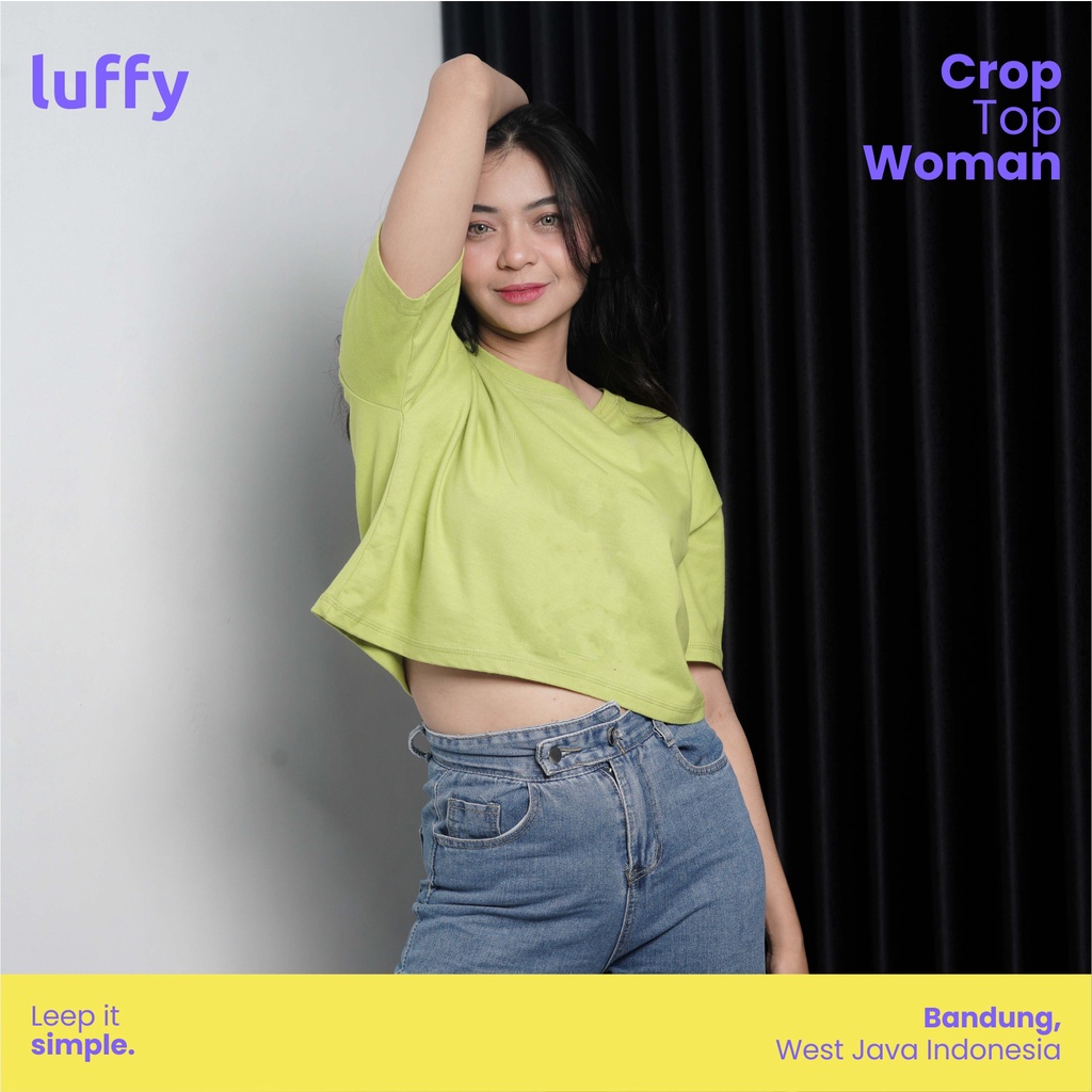 [BAJU CROP KOREA PREMIUM] BAJU KAOS TUMBLR CROP TOP KOREAN PREMIUM WANITA WARNA NEON/HIJAU