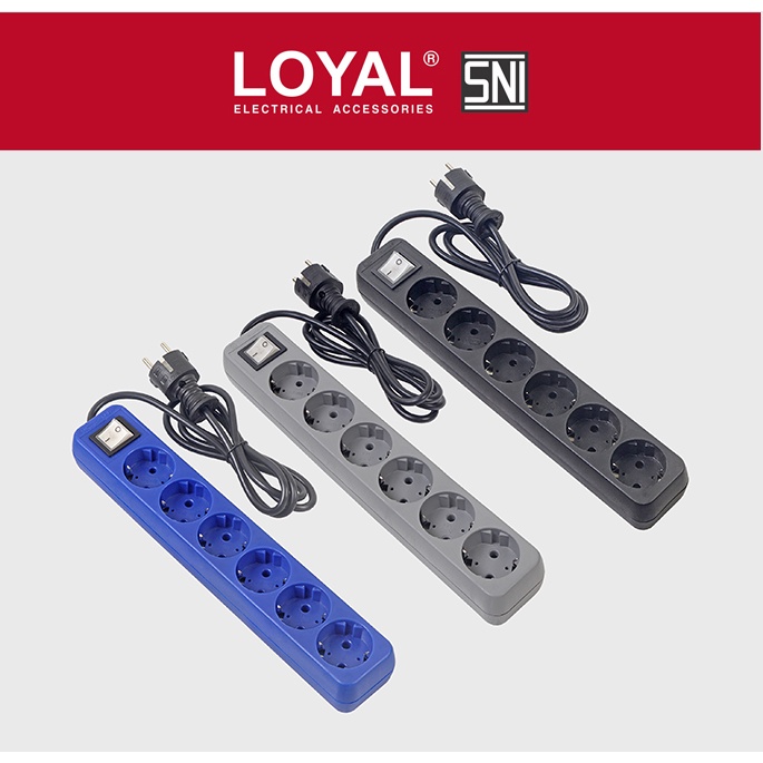 LY-203 ~ LY-210 / Extension Socket Osaka  / Stop Kontak 3 Lubang Kabel / Stop Kontak Loyal 3 Lubang Kabel / Stop Kontak Loyal 4 Lubang / Stop Kontak Loyal 5 Lubang / Stop Kontak Loyal 6 Lubang / Stop Kontak 3 Lubang Kabel 1,5 dan 3 Meter