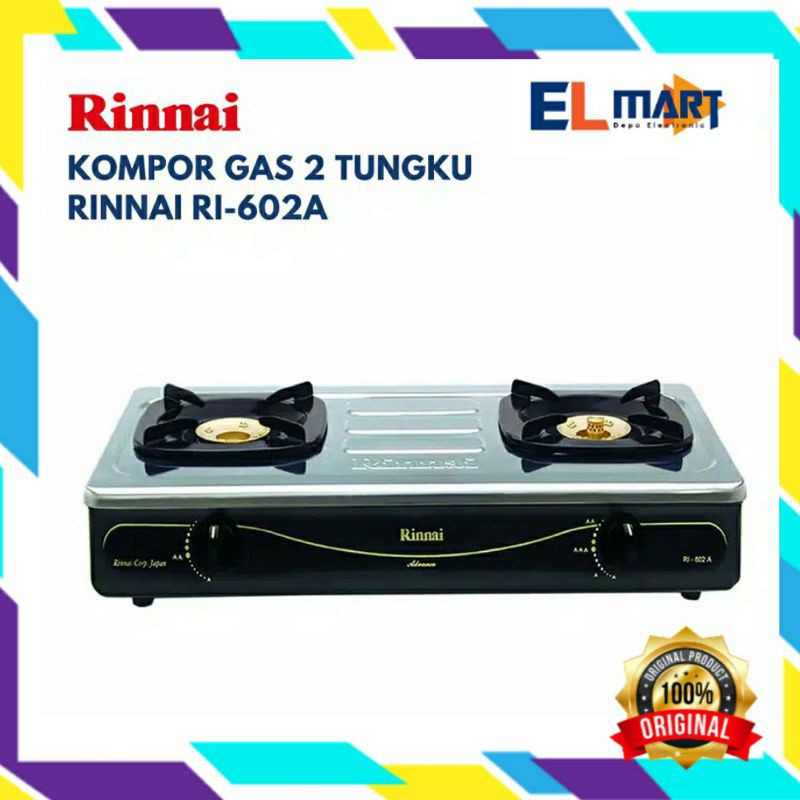 Rinnai kompor gas 2 tungku RI 602A 602 RI602A ori SNI gas stove