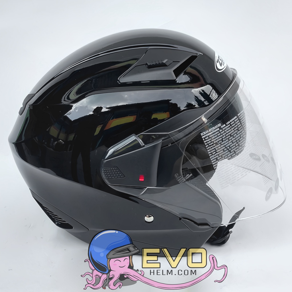 HELM ZEUS 611 BLACK ORIGINAL HELM ZEUS ZS611 SOLID BLACK HALFFACE BLACK METALIC