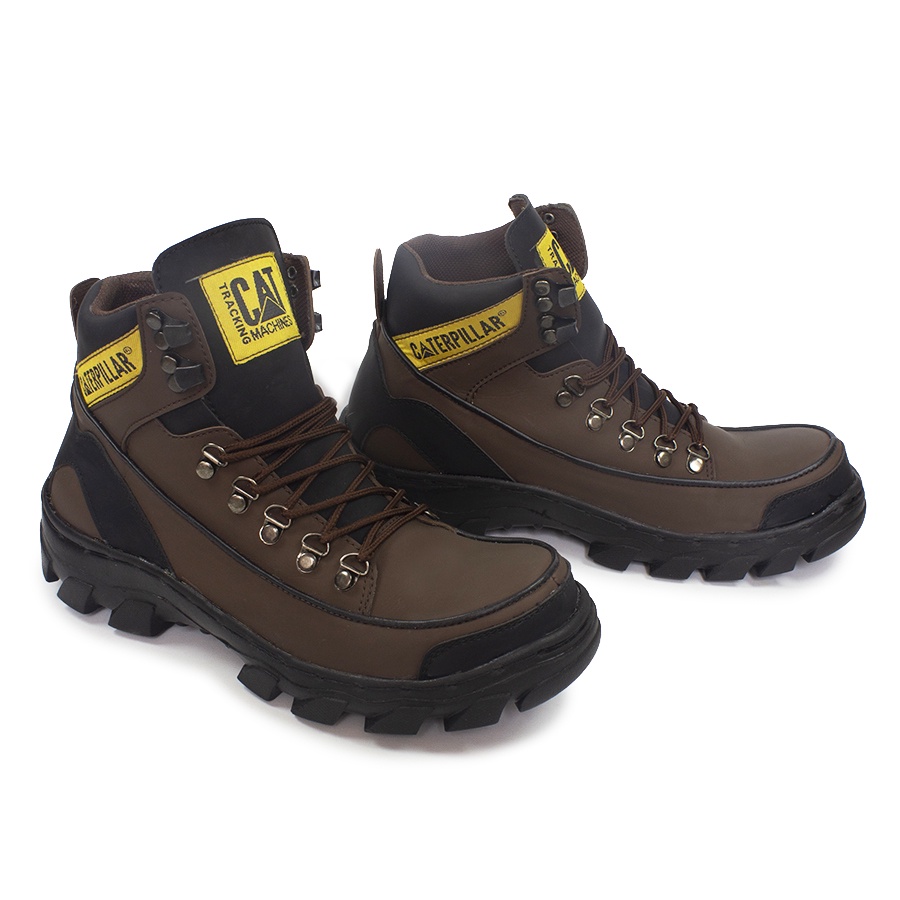 Sepatu Safety Proyek Ujung Besi - Sepatu Caterpillar - Septy Shoes Boot - Septi Kerja Lapangan Kulit Sintetis Tali