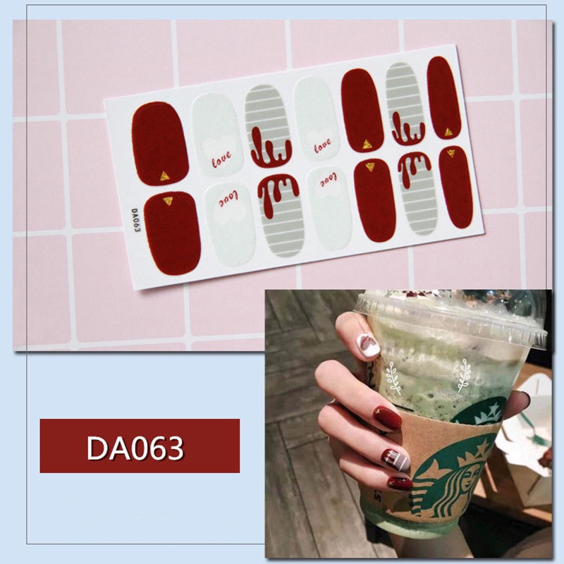 Da061-080 14pcs / Lembar Stiker Kuku Palsu 3d Untuk Nail Art Diy