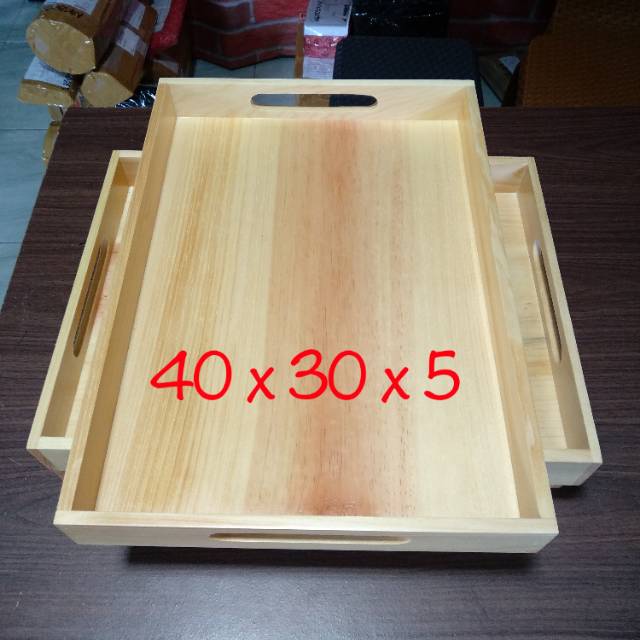 Nampan Kayu / Baki Kayu / Tray Kayu Pinus 40 x 30 x 5