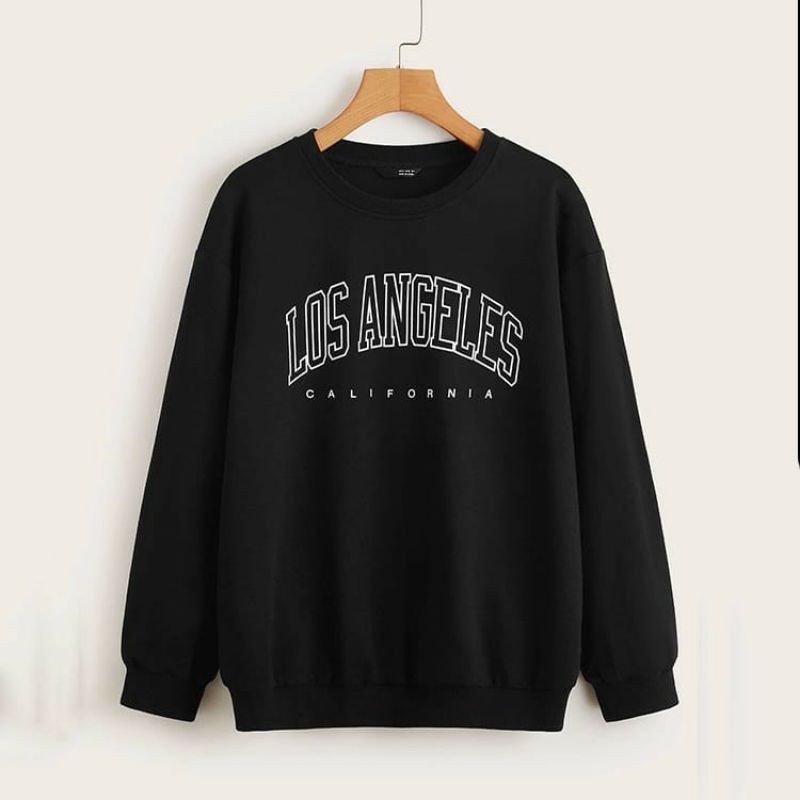 BASIC OBLONG LOS ANGELES CALIFORNIA BLACK SWEATER UNISEX TERBARU'