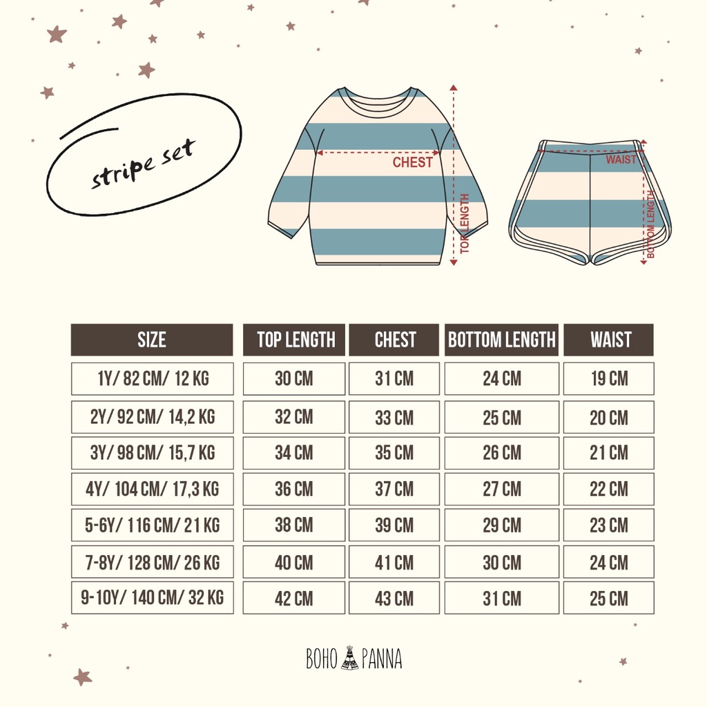 BOHOPANNA - STRIPE SET - SETELAN ANAK - PAKAIAN ANAK