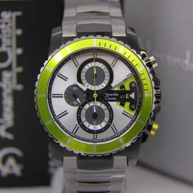 Jam Tangan Pria Alexandre Christie AC 6455 Black Green Original Garansi Resmi 1 Tahun