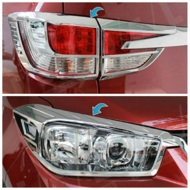 Paket garnish lampu depan dan belakang wuling confero Hitam &amp; Chrome jsl