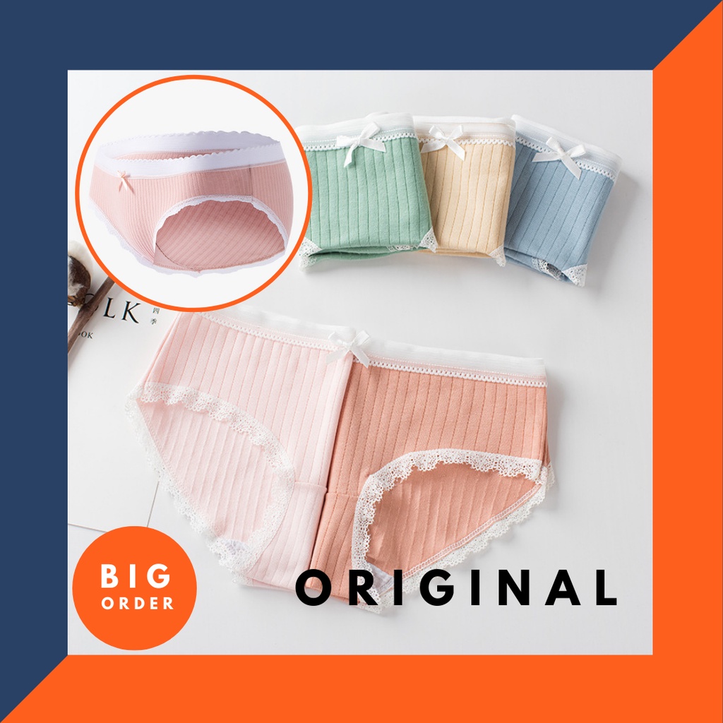 Celana Dalam Cewek CD Perempuan Renda Dan pita Lucu Bahan Lembut CD Premium Korea CD21 - BOS