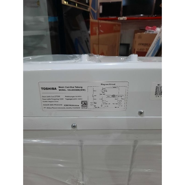 Mesin Cuci 2 Tabung 9kg Toshiba VH H95MN