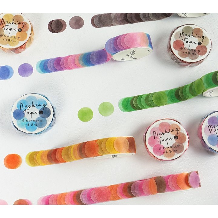 (1 Roll) Washi Tape Monolitik Selotip Motif Circle Bullets isi 100 pcs