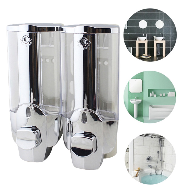 Dispenser Sabun Cair  Shampo 2 Tabung Touch Soap Dispenser Keylock Tempat Sabun Mandi Cair Double