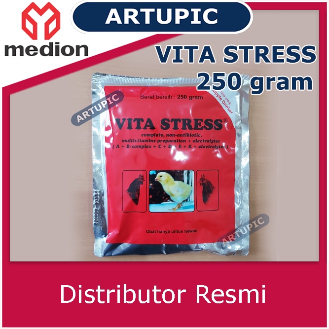 Vita Stress 250 gram Vitamin Elektrolit Multivitamin Ayam mencegah stress ayam unggas tumbuh bulu