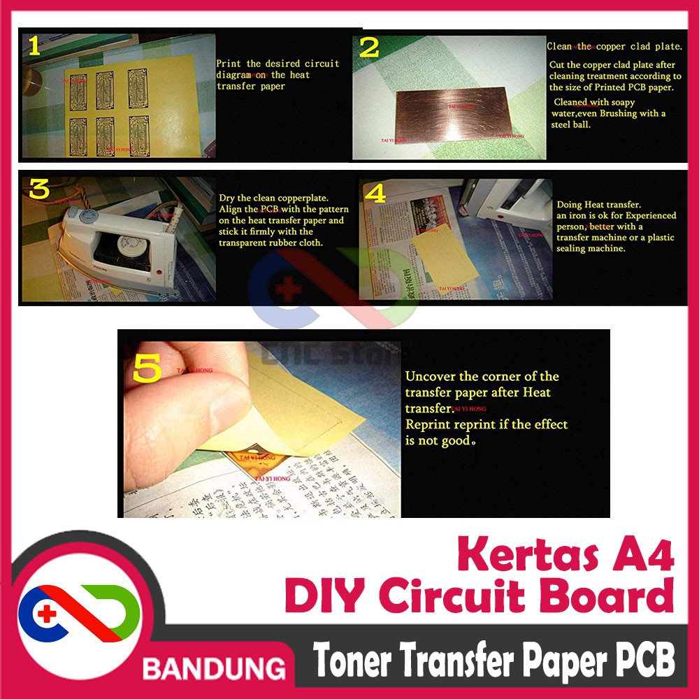 DIY KERTAS THERMAL TRANSFER PCB A4 KUNING LASER TONER