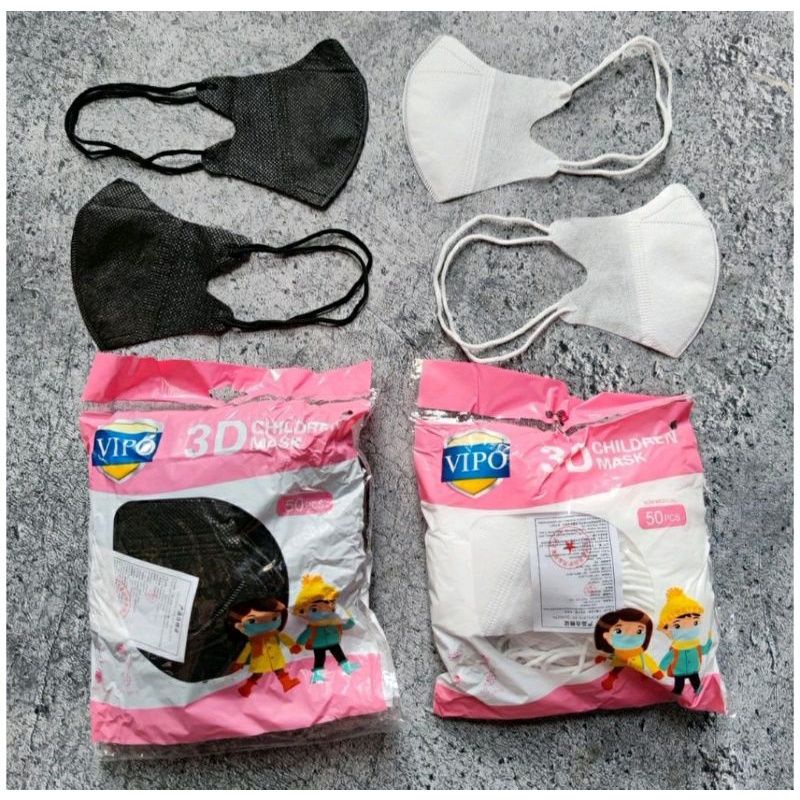 KIDS DB HIJAB - MASKER DUCKBILL VIPO ANAK GARIS HIJAB HEADLOOP 3PLY Hitam