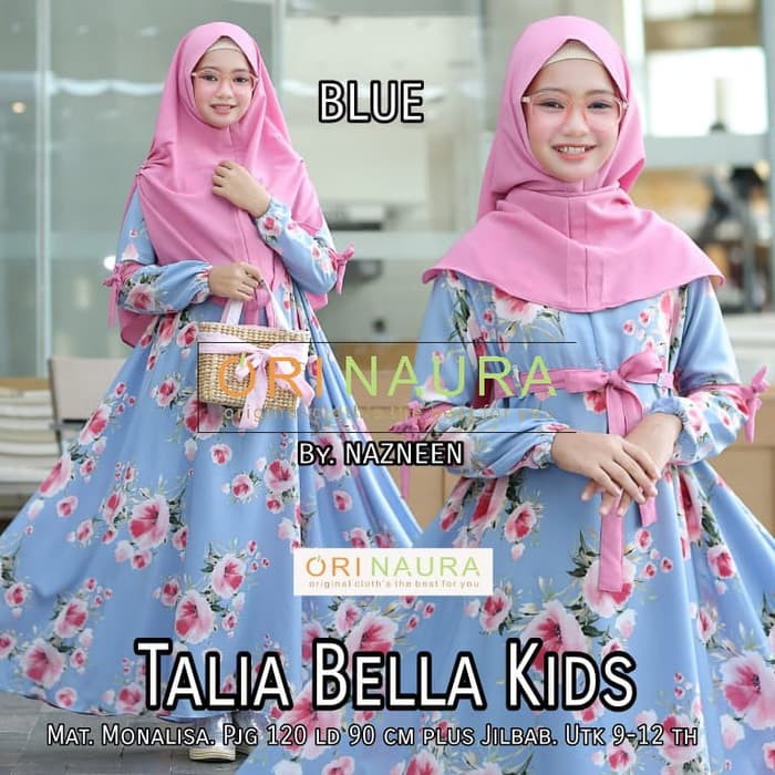 Gamis + Khimar Talia Bella Kids Set Syar'i Ori Naura Material Monalisa