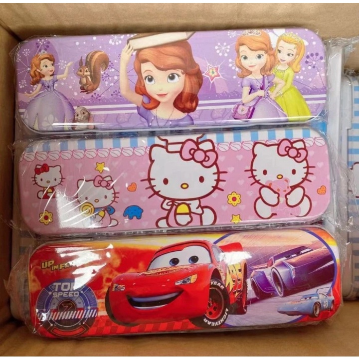 Tempat Pensil Besi Kartun Import / Kotak Pensil Lucu Superhero