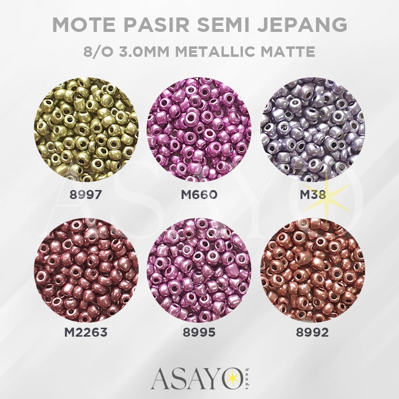(1pon) Mote 8/0 Pasir Bambu 3.0mm Round Glass Beads METALLIC MATTE Asayo (Foto2)