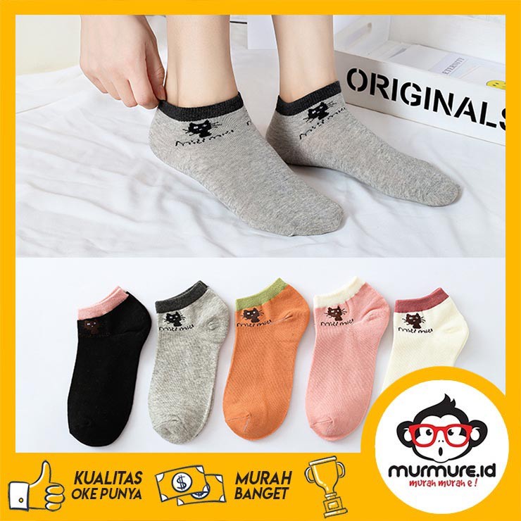 MURMURE.ID | KAOS KAKI FASHION ANKLE SOCK MOTIF KUCING CAT HEWAN LUCU MURAH IMPORT CS012 CS027-1
