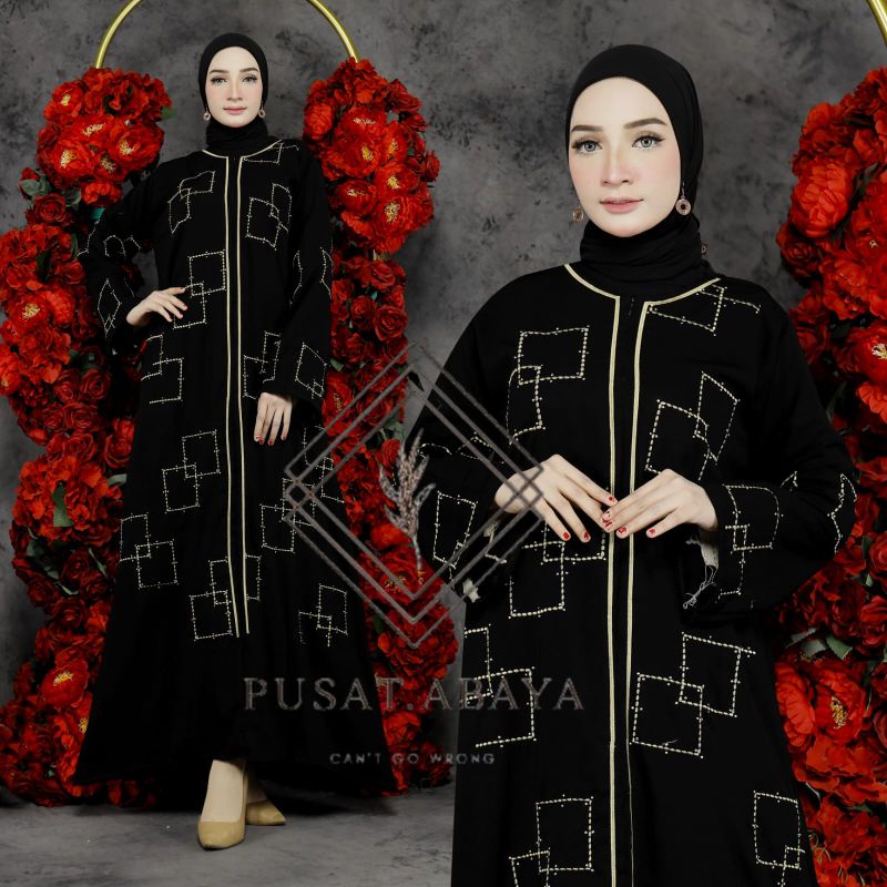 ABAYA GAMIS HITAM BUSUI BORDIR KAMILA