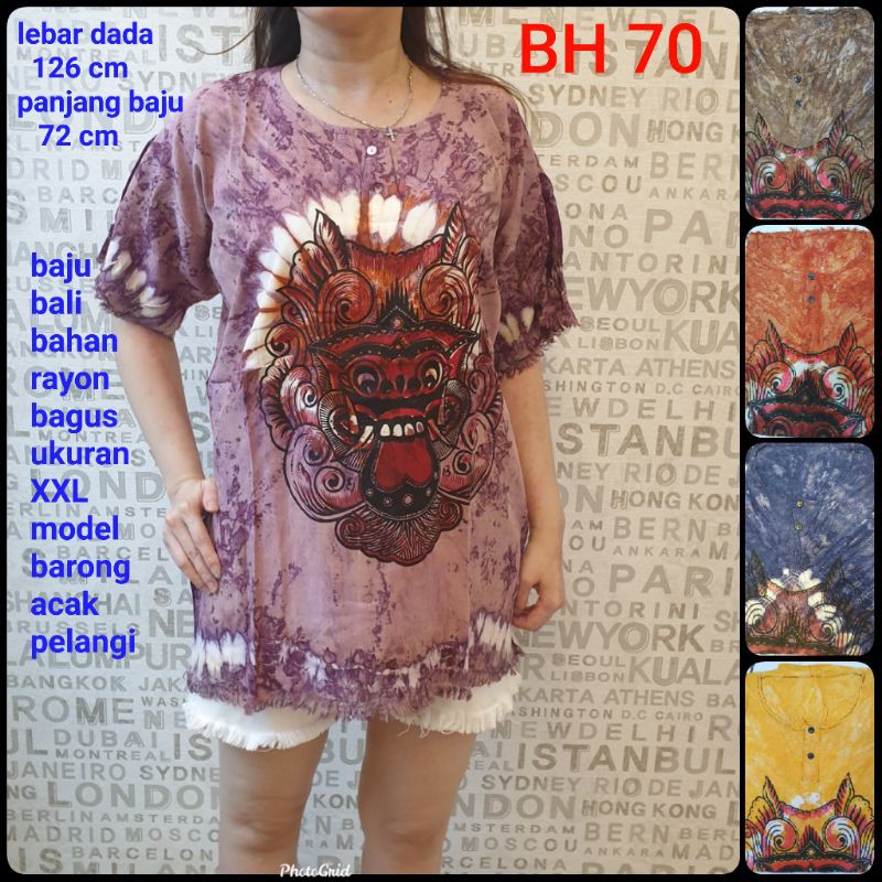 baju bali bahan rayon bagus ukuran XL dewasa motip barong warna