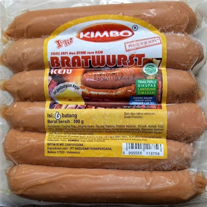 

KIMBO Bratwurst Keju / Sosis Bakar Sapi Keju 500gr