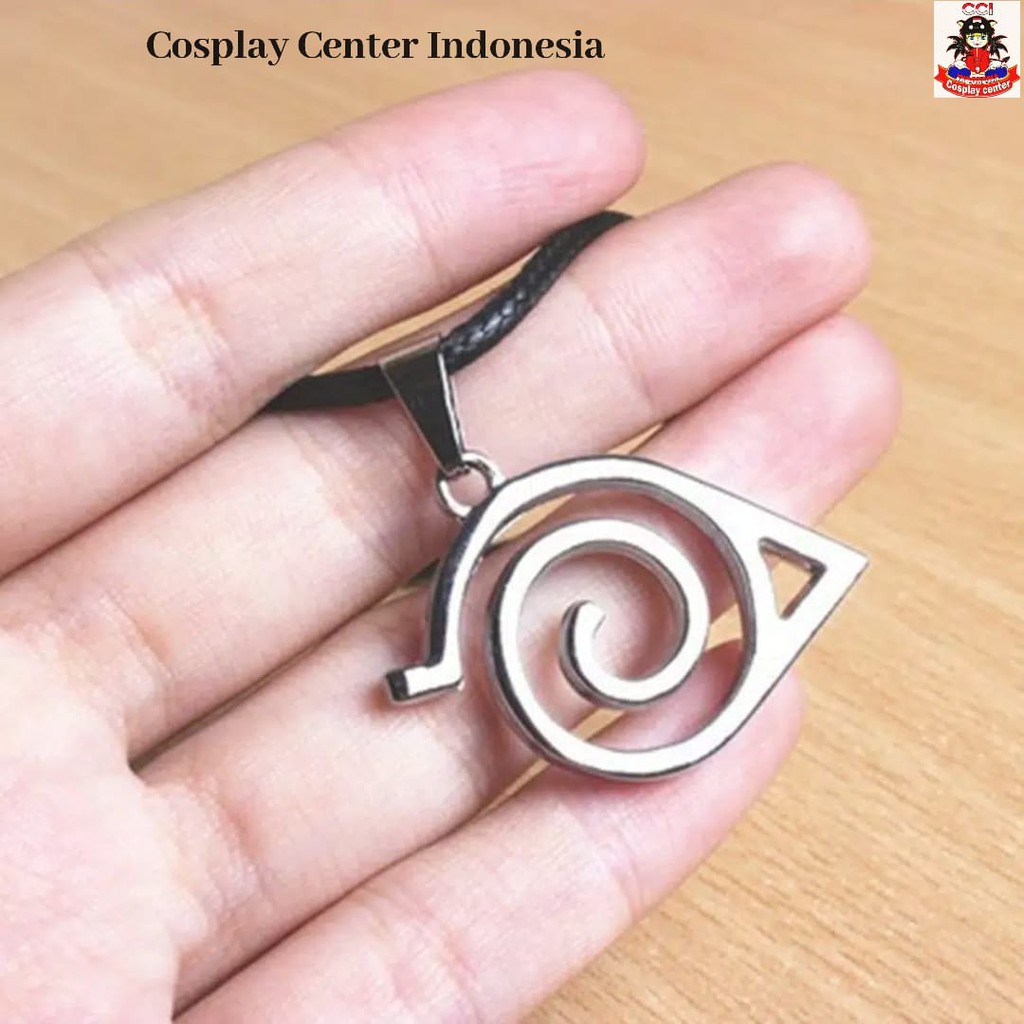 [Bisa COD] Kalung Logo Naruto Bahan Metal Warna Merah dan Silver untuk Cosplay Naruto Murah