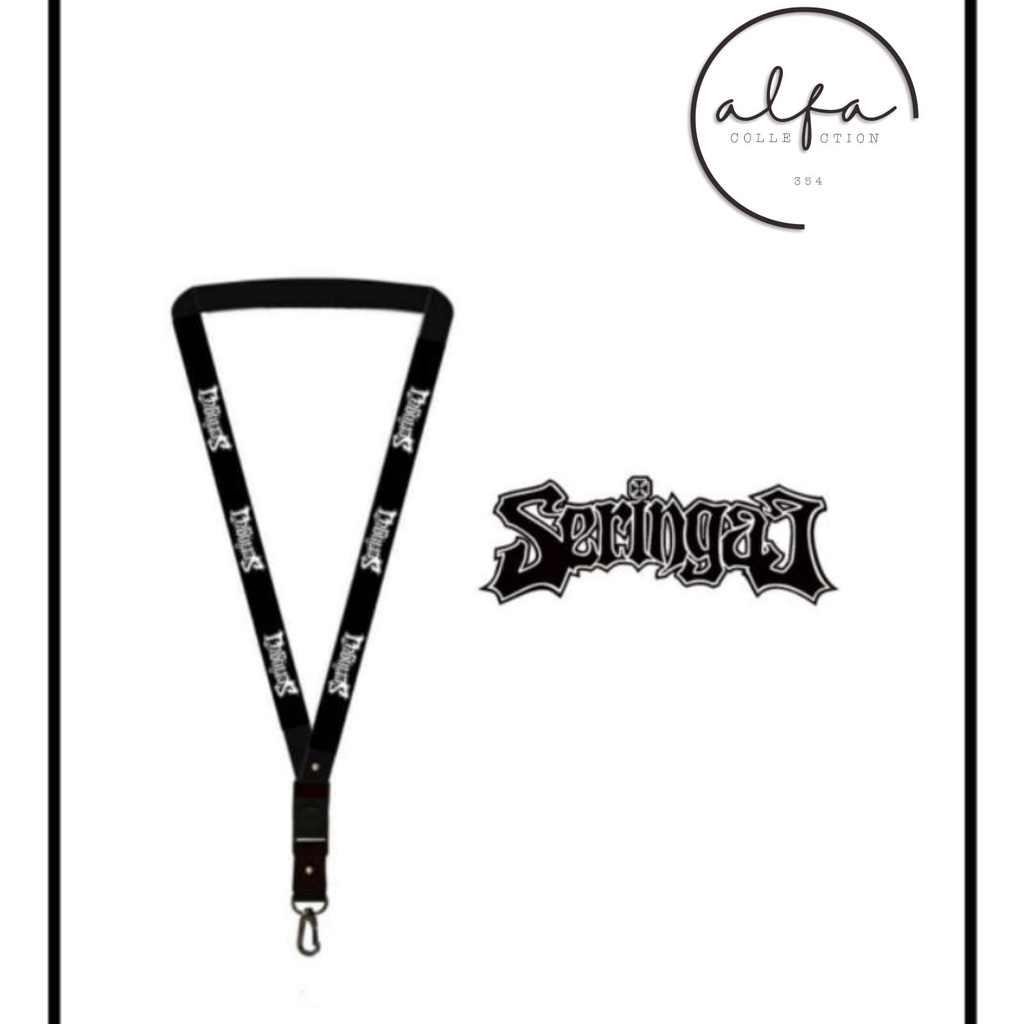 

lanyard gantungan SERINGAI band logo/kunci/tulisan/tali kartu nama/flashdisk/key/kartu nama/idcard/hp