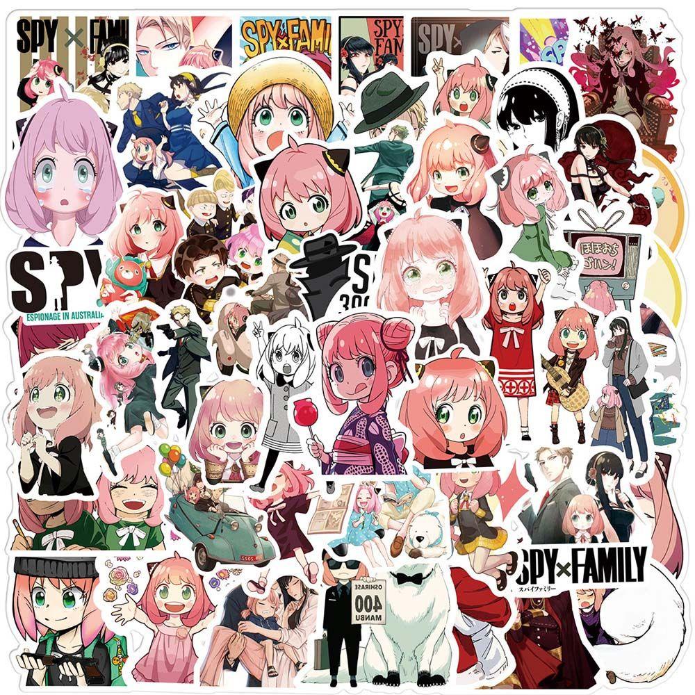 Mxbeauty Spy X Family Sticker Tahan Air DIY Scrapbooking Sekolah Kantor Anime Jepang Untuk Notebook DIY Graffiti Stickers