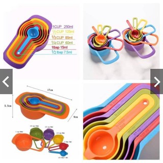 6 in 1 SET PELANGI Sendok Takar Ukur Measuring Spoon Measuring Cup ART