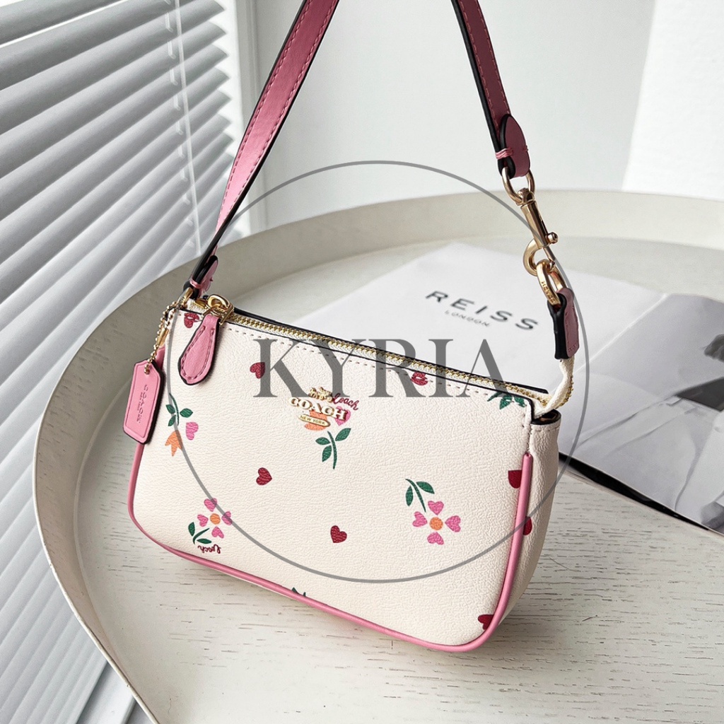 TAS WANITA SELEMPANG COACH NOLITA 19 WITH HEART PETAL PRINT 7658 C7658