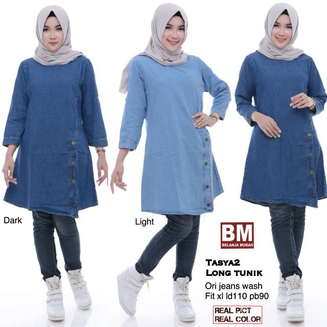 Tasyya tunik atasan wanita jeans ld 110 xl xxl