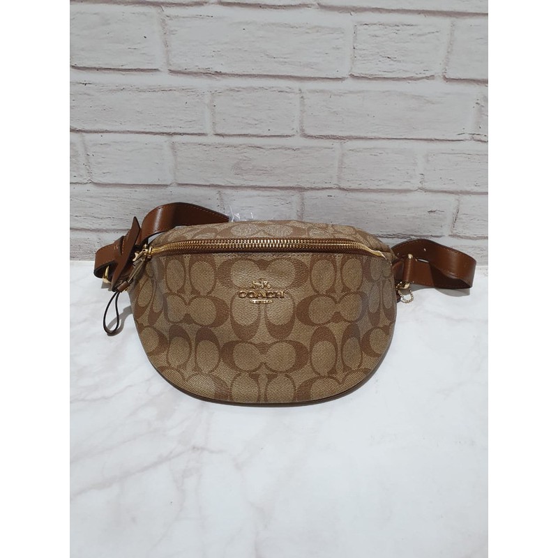 tas coach belt bag signature khaki saddle