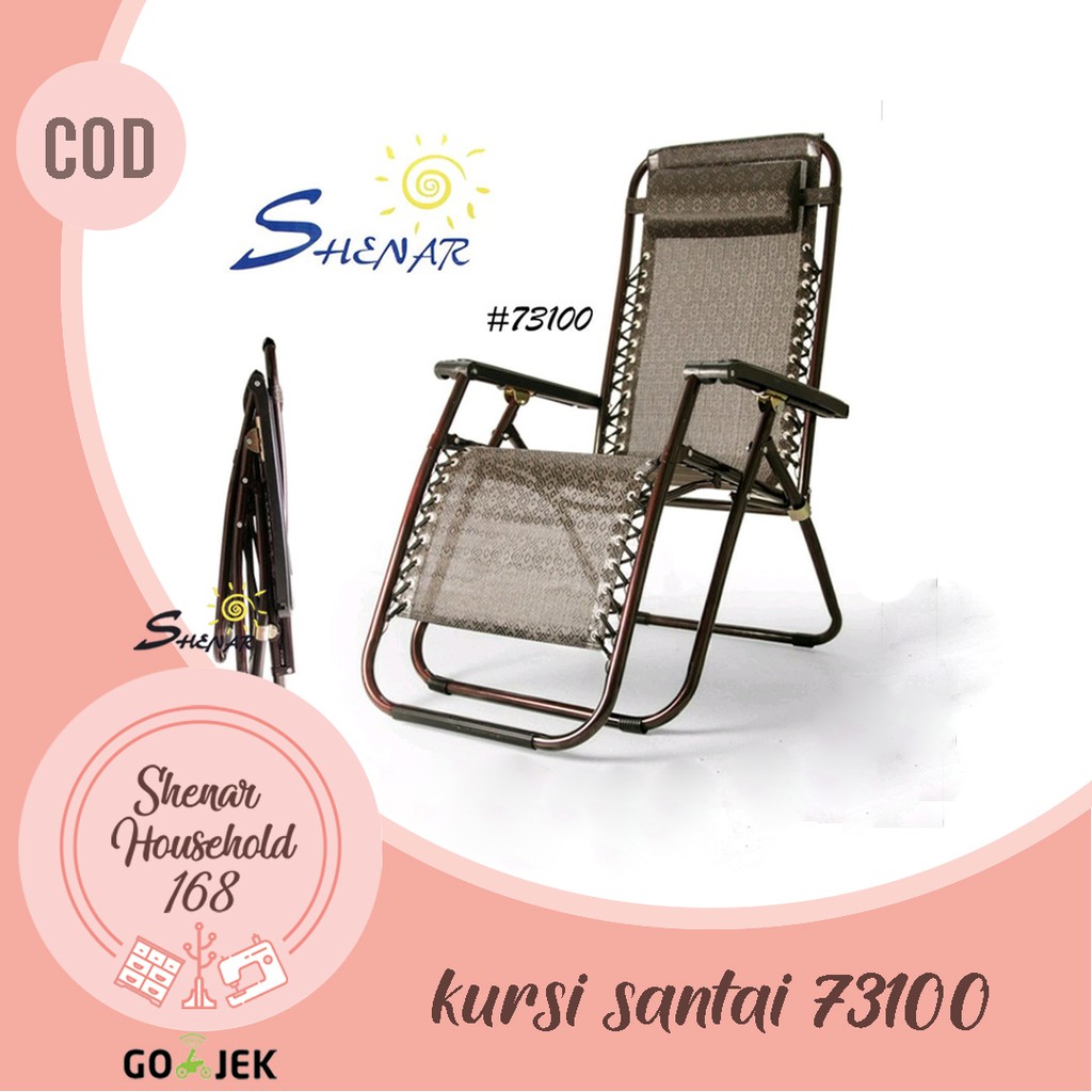 SHENAR KURSI PANTAI  KURSI SANTAI LIPAT/ ZERO GRAVITY CHAIR (BONUS TEMPAT MINUM) - KURSI 73100