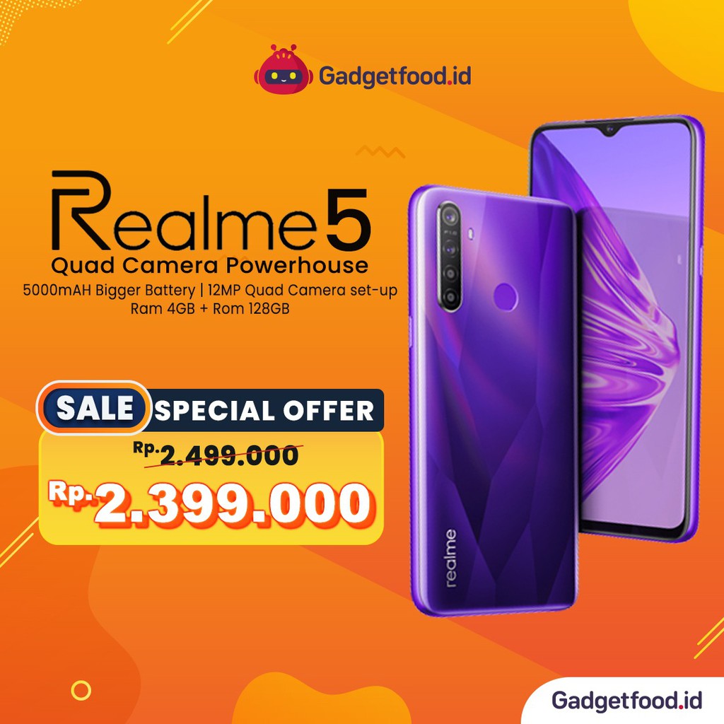 HP REALME 5 RAM 4/128GB ORIGINAL GARANSI RESMI SMARTPHONE TERBARU HANDPHONE COD