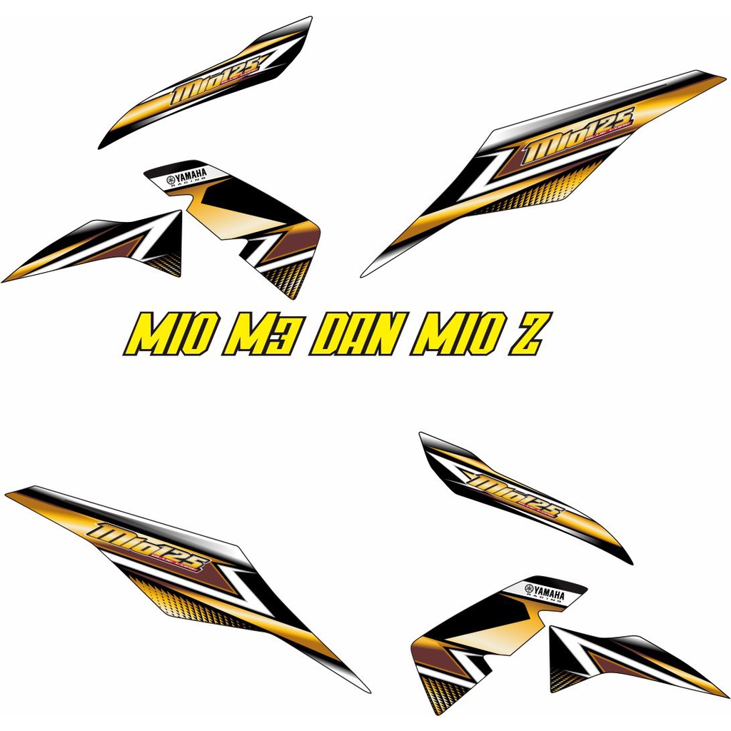 VARIASI MOTOR YAMAHA MIO M3 MIO Z STRIPING/STIKER RACING VARIASI GOLD LIS PUTIH